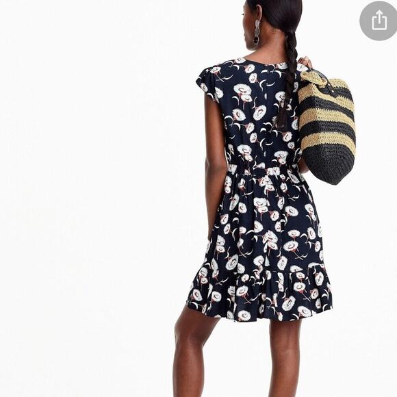 J Crew Mercantile Navy an Rust Faux Wrap Tiered Ruffle Mini Dress Floral Size 00 - Picture 10 of 11